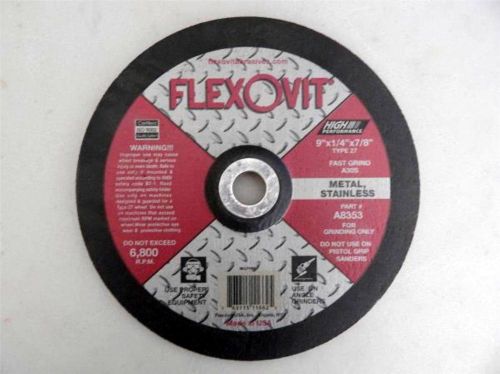 Flexovit  a8353 - 9&#034;x1/4&#034;x5/8-11  depressed center cutoff wheel, type 27, a30s for sale