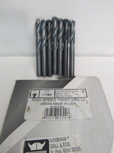 Norseman drill &amp; tool 25690, 17/64&#034;, hss, screw machine length drill bits 7 each for sale