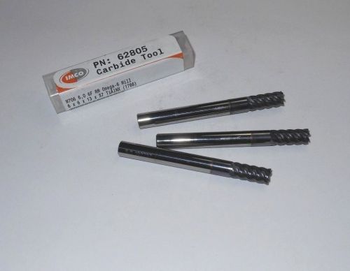 IMCO Carbide End Mills 6mm 6FL TiALNX 6mm x 13mm x 57mm 62805 Qty 3 &lt;1926&gt;