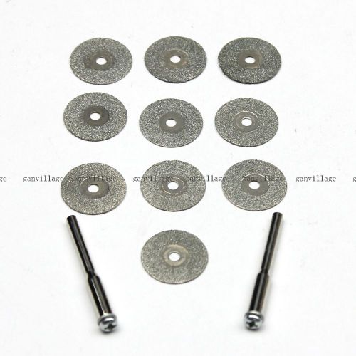 10 pcs 18mm diamond coated rotary cutting cut off wheel disc blades w/ 2 mandrel for sale