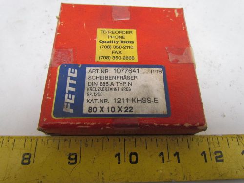 Fette 80x10x22mm staggered tooth side milling cutter a80x10n sp1250 khss-e 10b for sale