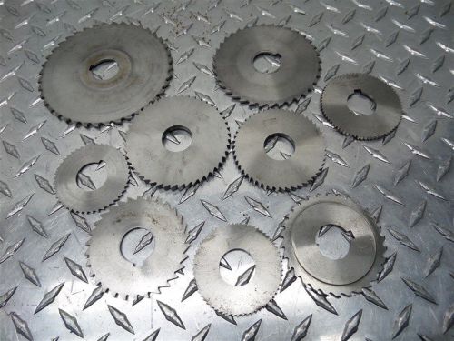 9 PIECE ASSORTED SAW / MILLING BLADES 2-1/2&#034; TO 5&#034; DIAMETER