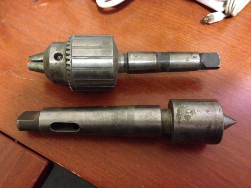 Jacobs church 3 taper 3a 1/8-5/8&#034; drill chuck &amp; live center 3mt taper shank tool for sale