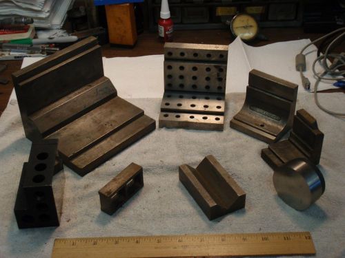 Machinist toolmaker grinder mill v- block lot 8 pieces i-beam angle blocks setup for sale