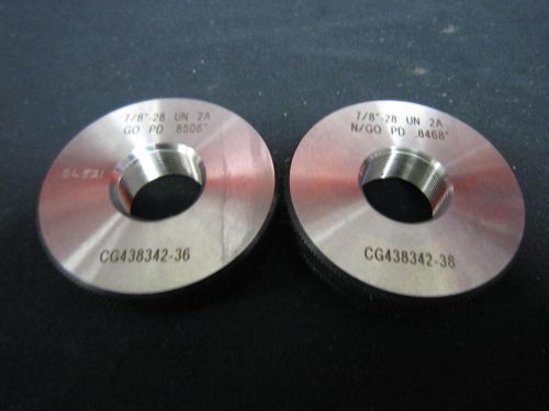7/8&#034; 28 UN 2A .8750 COVENTRY THREAD RING GAGE GO .8506 &amp; NO GO .8468 TOOLING