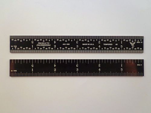 Usa 6&#034; rigid black chrome steel 4r ruler / rule for sale