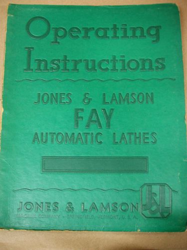Jones and Lamson Fay Automatic Lathes Manual