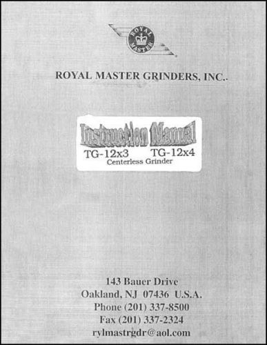 Royal Master TG12 x 3 &amp; TG12x4 Instruction Manual