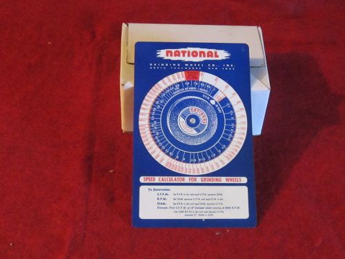 Vintage NATIONAL Company Speed Calculator for Grinding Wheels