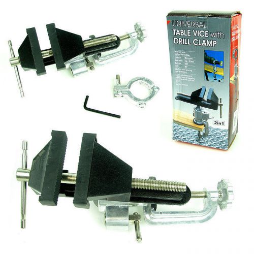 Stalwart New Universal Table Mount Vice and Drill Clamp Tilts 90 Degrees