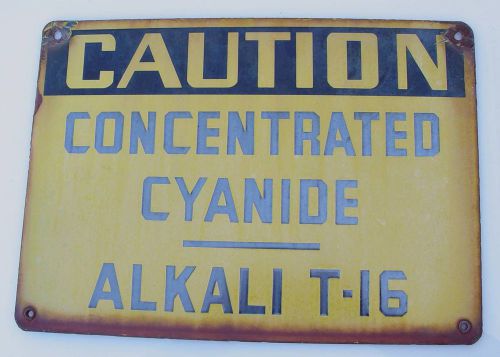 50&#039;s porcelain caution concentrated cyanide industrial toxic waste rat rod sign for sale