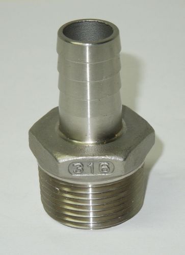 Hose barb 3/4&#034; id x 1/2&#034; mpt hex brewing 316s/s &lt;hb611 for sale