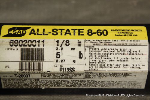 Esab all-state 8-60 welding rod - 5lbs - for welding cast &amp; ductile iron-sku1471 for sale