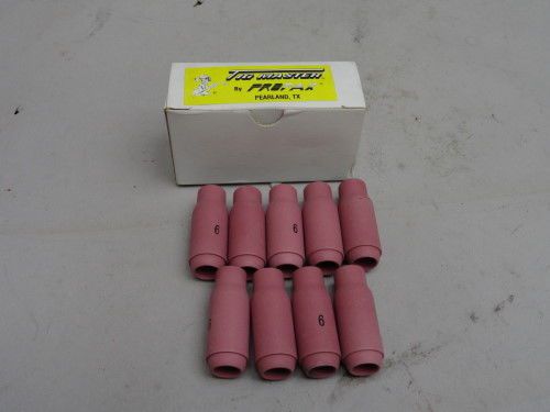 New profax 10n48 tig weld welding alumina cups 3/8&#034; i.d. size 6 lot of 9 for sale
