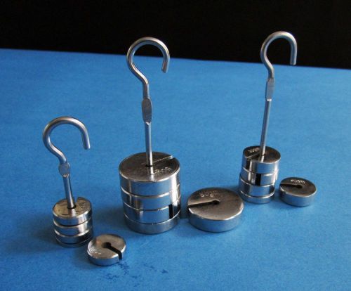 SLOTTED WEIGHT SET STEEL -MASSES WEIGHTS FOR PHYSICS LAB TEACHING AID SHIP FREE