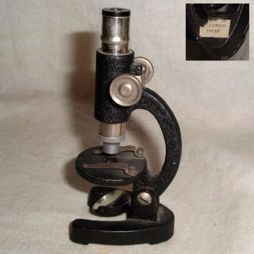 60yr occupied japan black &amp; chrome microscope w/mirror no damage works +1 free for sale