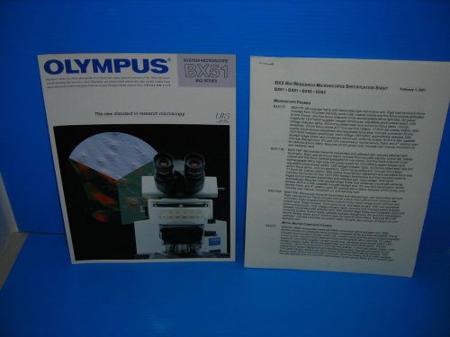 OLYMPUS BX51 SYSTEM MICROSCOPE BX2 SERIES SALES MANUAL &amp; SPECIFICATION SHEET
