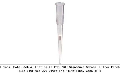 VWR Signature Aerosol Filter Pipet Tips 1158-965-306 Ultrafine Point Tips, Case