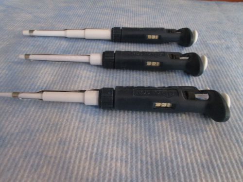 Gilson pipetman set micropipette pipet p20, p200, + p1000 calibrated lot 4 for sale