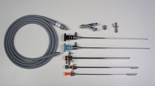 Circon acmi 30 &amp; 70 degree cystoscope set, 21 french w/ light cable and extras for sale