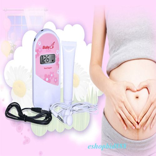 Pink 2.5 MHz Fetal Doppler Fetal Heart Monitor with LCD display &amp; Gel for baby