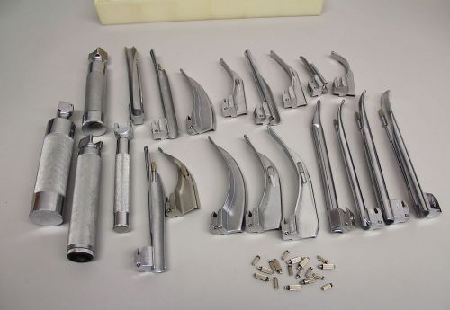 Lot of Laryngoscope 4 Handles 17 Blades Foregger Propper InMed Folding Scope Kit