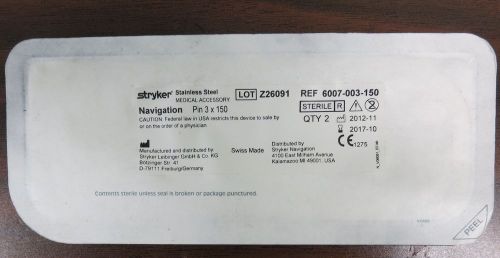 Stryker 6007-003-150 Navigation Pin 3.0mm X 100.0mm Stainless Steel
