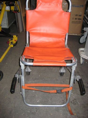 Stair chair: ferno model 40 stair chair (orange; new chest &amp; seat straps) for sale