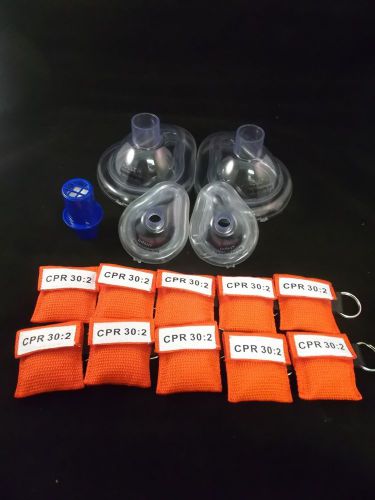 10 Adult/Infant WNL CPR Mask w/20 CPR Valves &amp; 10 CPR Mask Keychains  Mask
