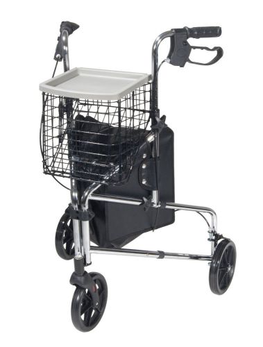 Drive Medical 3 Wheel Rollator, Chrome