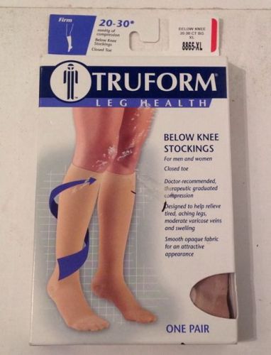 TRUFORM Leg Health Below Knee Stocking Firm 20-30 mmHg Compression Beige 8865-XL