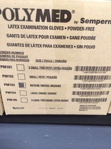 Polymed by sempermed latex powder free exam gloves medium 1000 count / case for sale