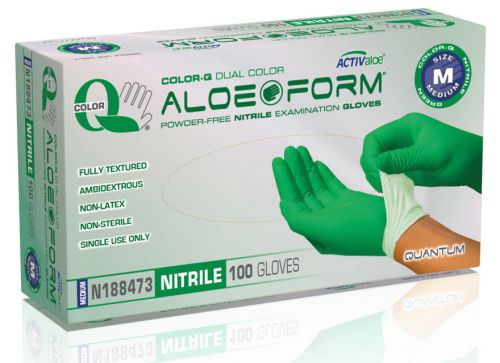 2-color green/white disposable aloe nitrile latex-free 100/1000 gloves all sizes for sale