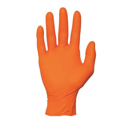 Disposable Gloves, Nitrile, L, Orange, PK100 N483