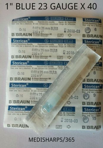 40 x hypodermic syringe needle (blue 23g 1&#034;inch) for sale