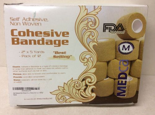 Lot of 10 rolls Self Adhesive Non Woven Cohesive Bandage 2&#034;X5 YARDS Skin Color