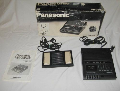 Vintage Panasonic RR-930 Microcassette Dictation Machine w/ Foot Pedal &amp; Manual
