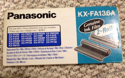 2 ROLLS Panasonic KX-FA136A Black Ribbon - Thermal Transfer - 330 Page NIB