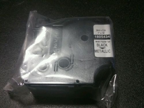 Dymo 1805434 1 inch black on metallic label tape