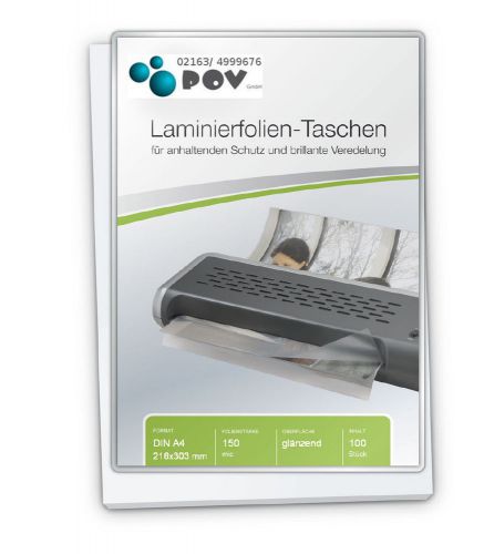 Laminierfolien A4 (216 x 303 mm), 2 x 150 mic, mit strukt. Oberflache/weich (PVC