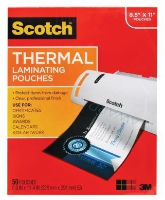 Thermal laminating pouches 8.9 x 11.4 50 pouches tp3854-50-mp for sale