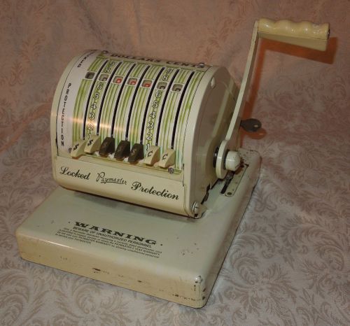 Vintage PAYMASTER Series X-550 Checkwriter PAYROLL CHECK STAMPING MACHINE w/Key