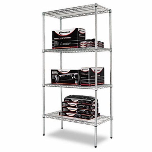 Alera Wire Shelving Kit, 4 Shelves, 36w x 18d x 72h, Silver (ALESW503618SR)