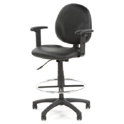 Black Fabric Drafting Stools with Adjustable Arms &amp;  amp; Footring by Boss