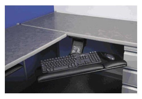 Slimline Dual Swivel Lever-Free Corner Keyboard Tray System