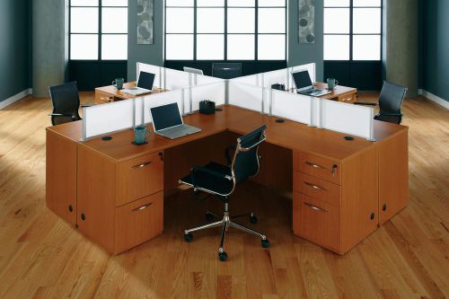 New OFFICE CUBICLES WORKSTATION 4 L Shaped Desks Workstation HIGH QUALITY