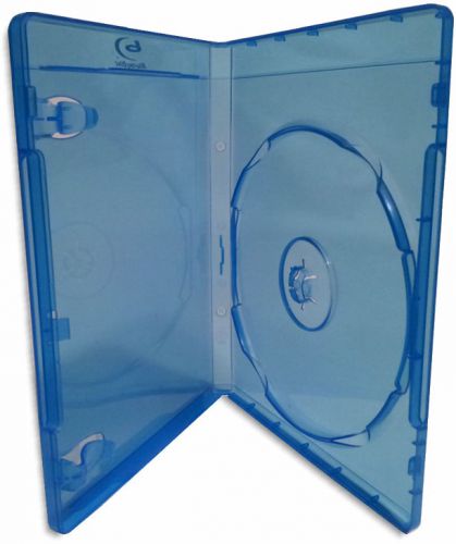 Single 12mm blu-ray case with silver painted blu-ray logo 100-pak for sale