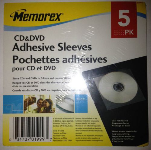 Memorex CD Adhesive Sleeves 5-pack of 6 each (32021999-NIB)