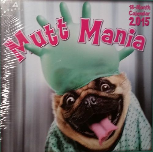 18-Month 2015 MUTT MANIA 12x12 Wall Calendar NEW Funny Dog Humor w/ Pugs