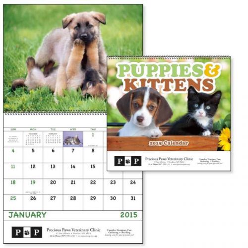 2015 Puppies and Kittens  Calendars  ( Box of 150 - Business Name Imprinted )
